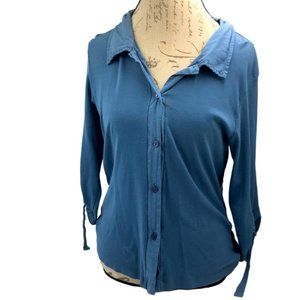 Verde Blue Cowgirl Button Down Top Size XL